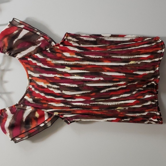 Zac & Rachel Pleated, Lined Flutter Sleeve Top, Large - Picture 6 of 6